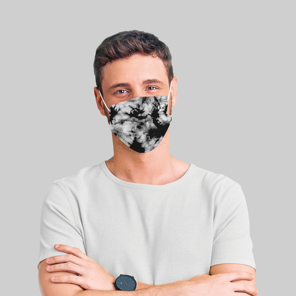 Vienreizlietojamā medicīniskā sejas maska EN 14683 (5 gab) Black Tie Dye