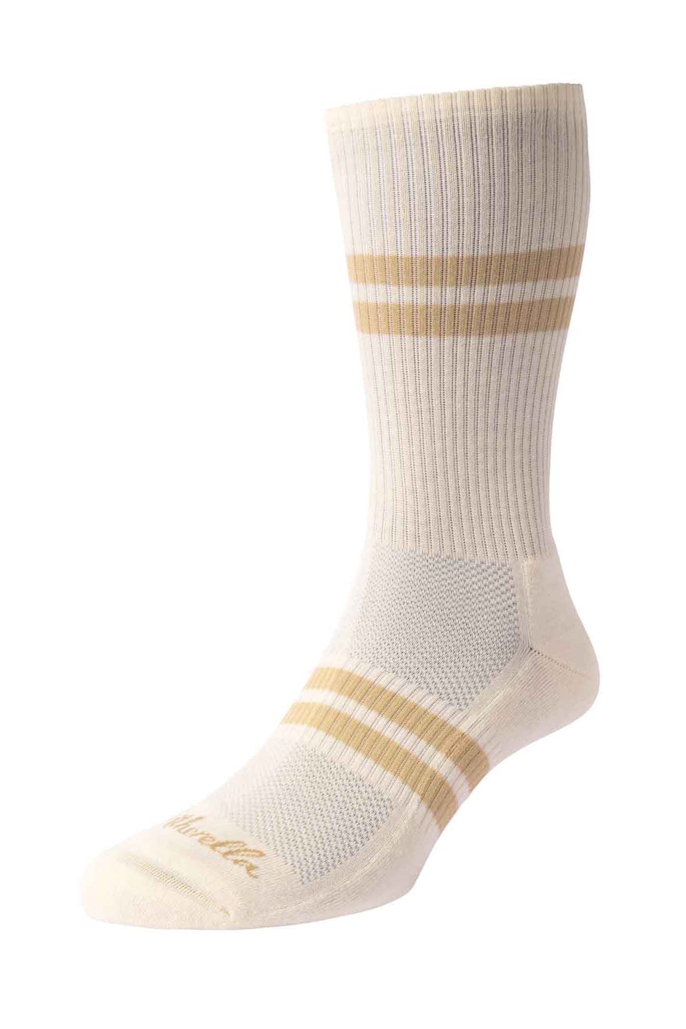 Spirit (6000S) Cream/Light Khaki Sports Luxe Egyptian Cotton Cushioned Men's Sports Socks