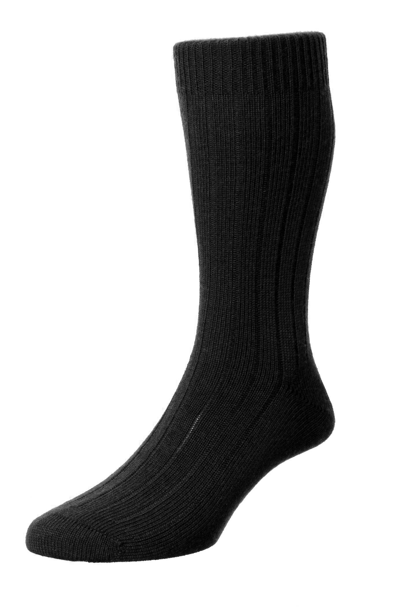 Packington (B59905) BLACK 5X1 Rib Merino Wool Men's Socks