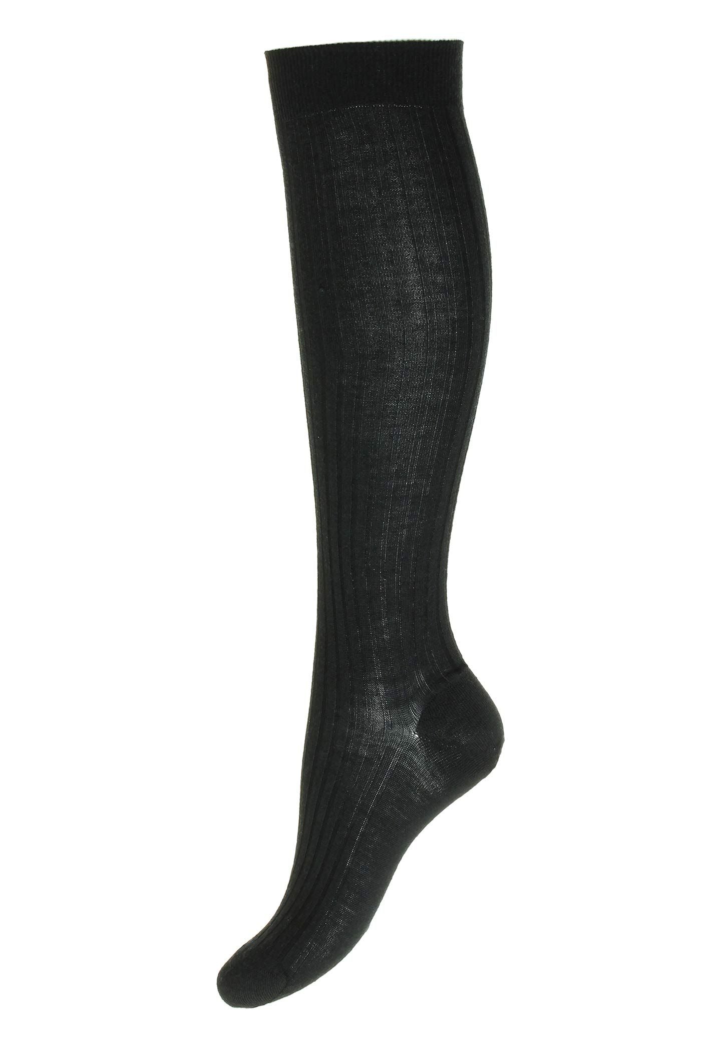 Rose (X796) Black Merino Wool Long Women's Socks Medium (EU 37 - 41)