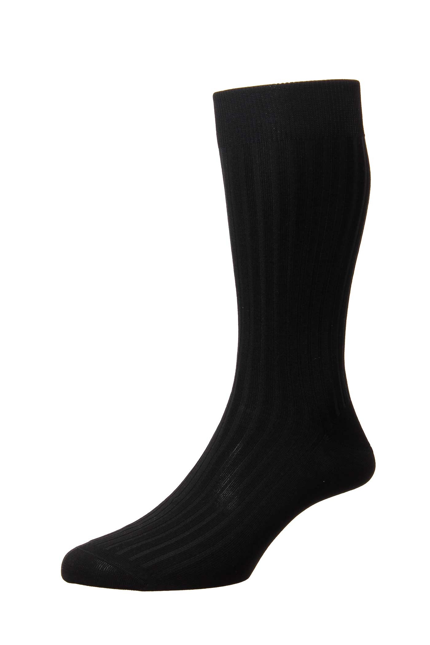 Men's Socks - Danvers (5614) 5x3 Rib Fil d'Ecosse / Cotton Lisle - BLACK