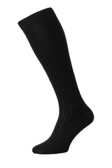Men's Socks - Danvers (6614) 5x3 Rib Fil d'Ecosse / Cotton Lisle - BLACK