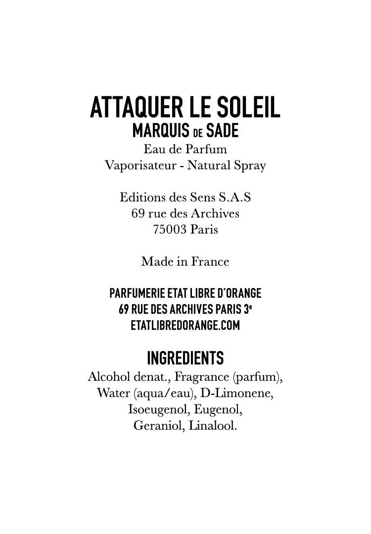 ATTAQUER LE SOLEIL - MARQUIS DE SADE smaržūdens 100ml