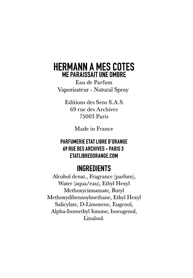 HERMANN A MES COTES ME PARAISSAIT UNE OMBRE Eau de Parfum 50ml