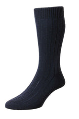 Men's Socks - Packington (B59905) 5X1 Rib Merino Wool - NAVY