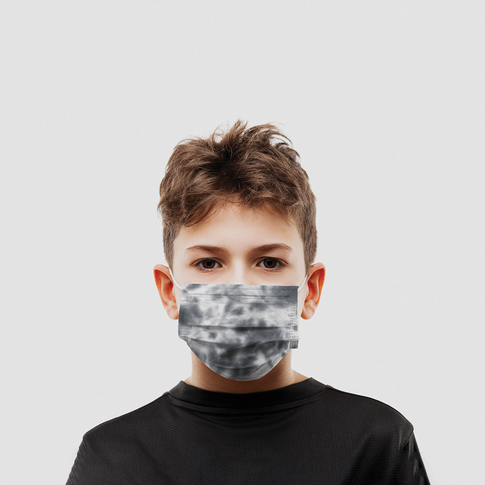 Детская медицинская маска для лица EN 14683 одноразового использования (в упаковке 5 шт.) Grey Tie Dye