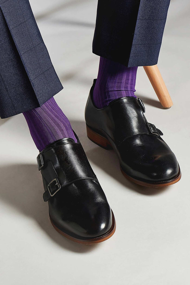 Men's Socks - Danvers (6614) 5x3 Rib Fil d'Ecosse / Cotton Lisle - NAVY